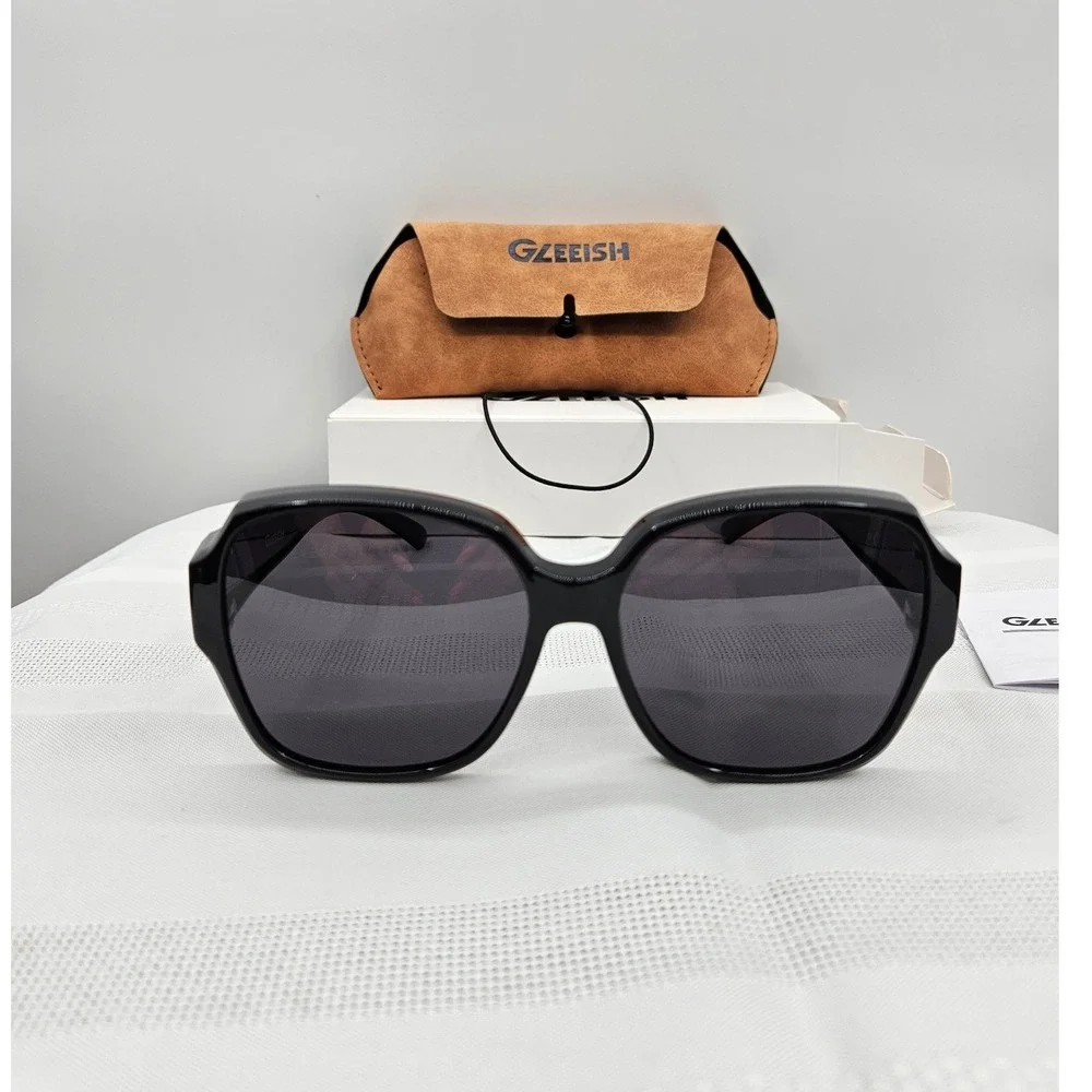 Gleeish Polarized Fit Over Sunglasses Black Oversized Square GST8709-P-01-09 NEW - Picture 2 of 8